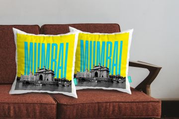 MUMBAI-GATEWAY OF INDIA CUSHION COVERS - PACK OF 2