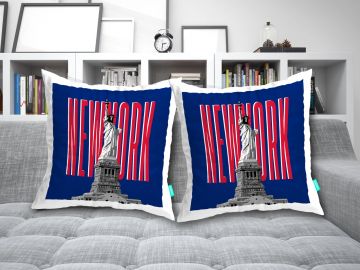 NEW YORK-STATUE OF LIBERTY CUSHION COVERS - PACK OF 2