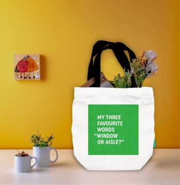 WINDOW OR AISLE TOTE BAG